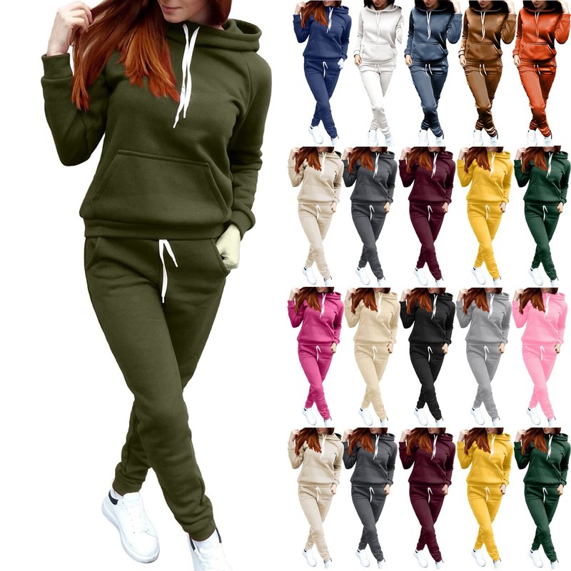 Women Pants Tops Sweatshirt Hoodie Tracksuit 2Pcs Set Casual Sports Sweat Suit