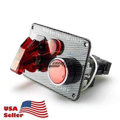 Racing Car 12V Ignition Switch Engine Start Push Button LED Toggle Panel ES02