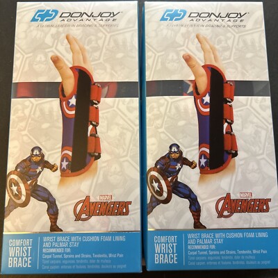 DonJoy Captain America Comfort Wrist Brace, Youth/Teen, Left (Pack Of 2 Braces)