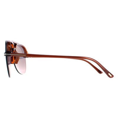 Pre-owned Tom Ford Sunglasses Terry 02 Ft1004 45a Shiny Light Brown Smoke In Gray