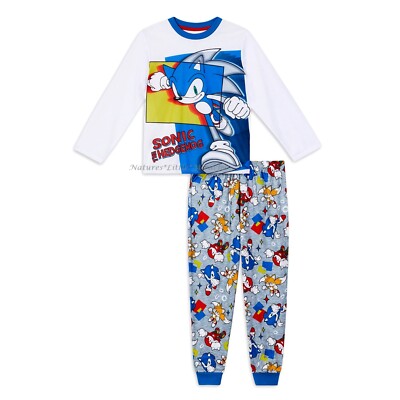 Sonic The Hedgehog Pajamas Boys Size 4-12 Set Long Sleeve T Shirt Pants Sega NWT