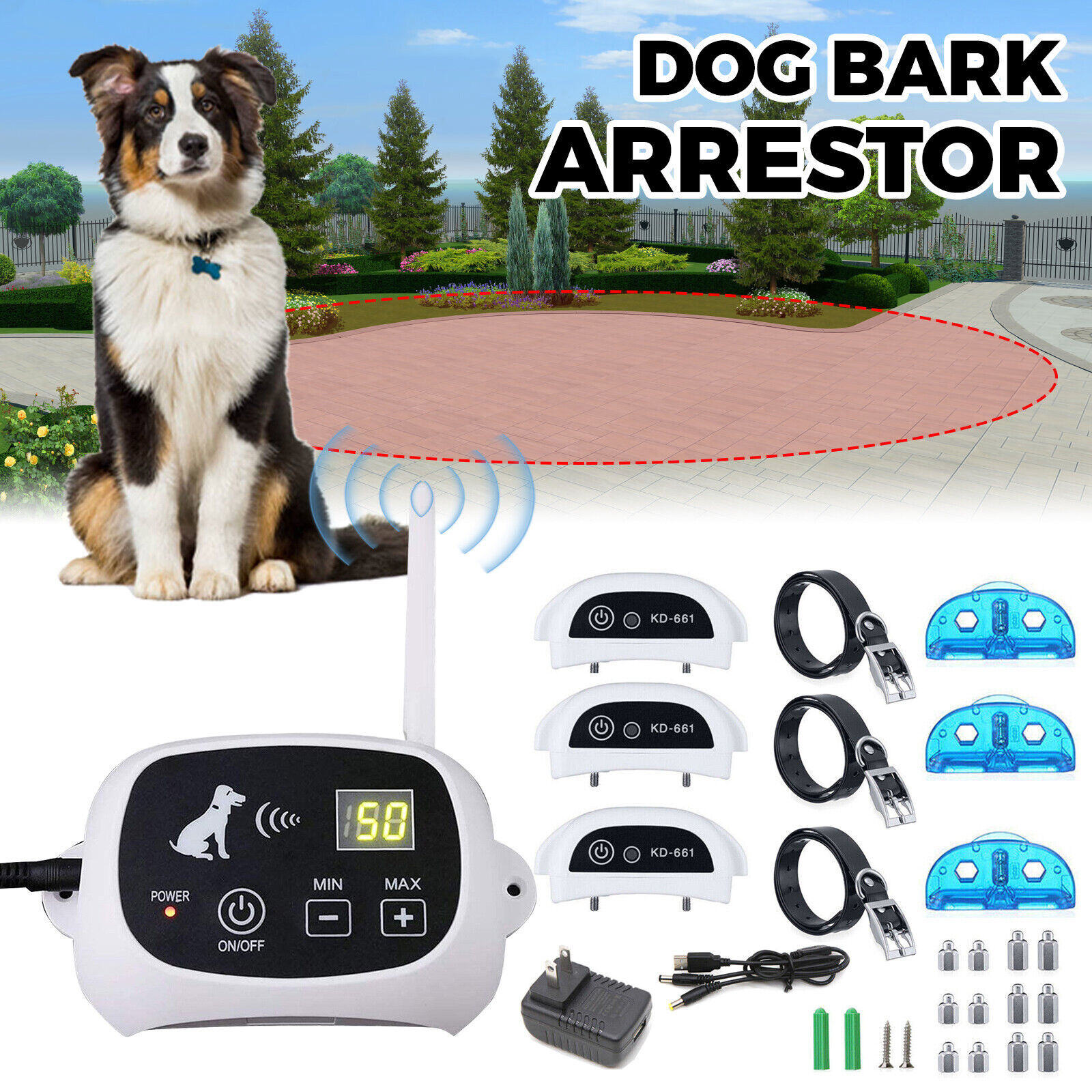 Electric Boundary Containment System 1-3 Collar Rechargeable