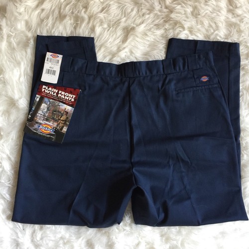 Dickies Mens New Pants Size 46x32 Navy Blue Plain Front Twill Work Pants C6