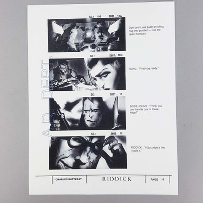 Riddick Production Used Storyboard Hell Rally Vin Diesel Sci-Fi Movie Prop