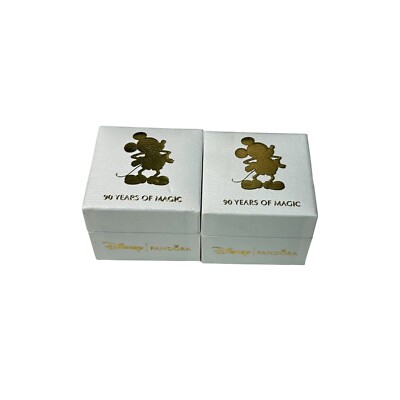 Disney Pandora Set of 2 Pandora Mickey 90 Years of Magic Charm Box ONLY