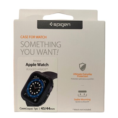 Spigen 45/44mm Apple Watch Case Rugged Armor Matte Black New Stable Mounting