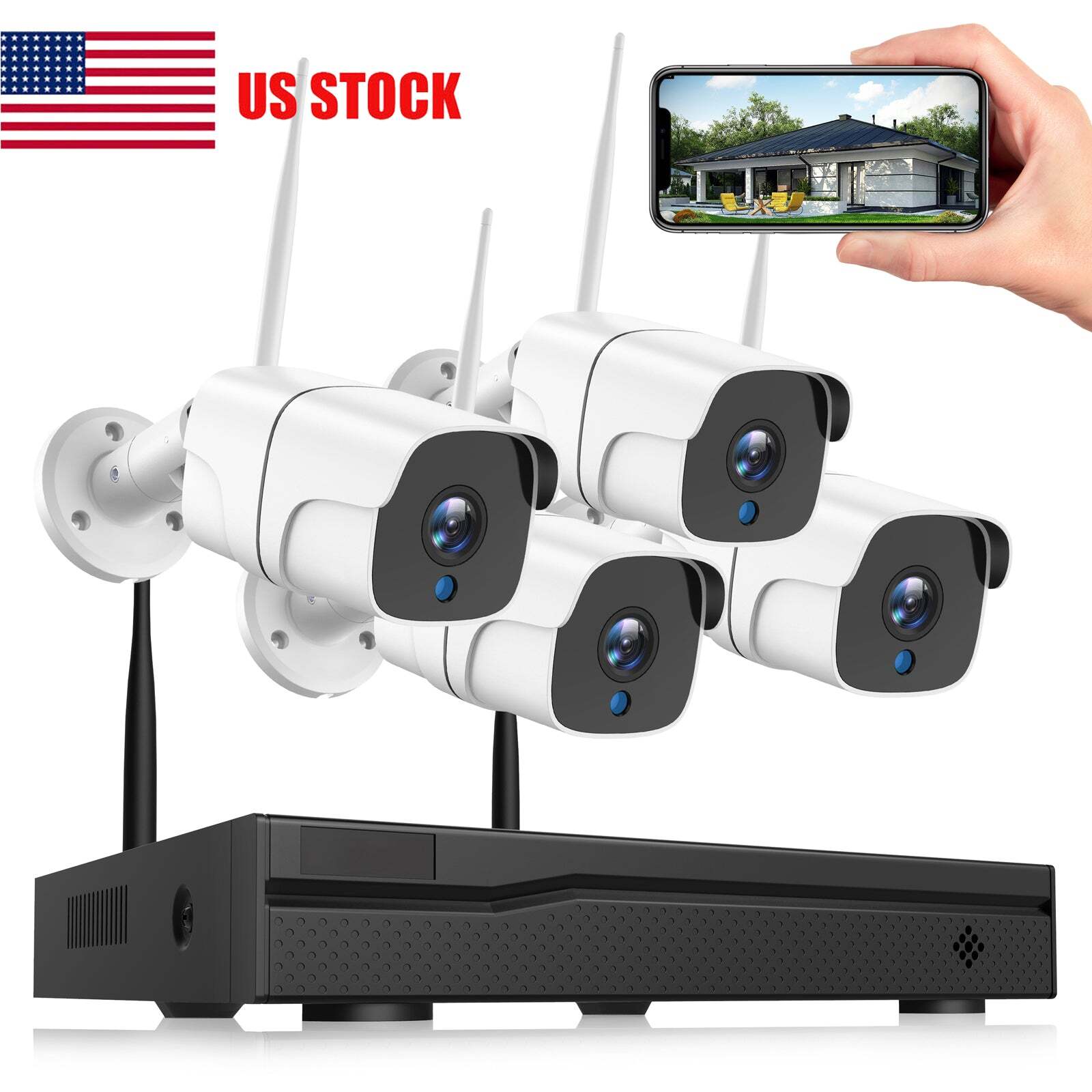 Wireless 2MP Security Camera System Outdoor  CCTV 1080P video 8CH NVR Kit