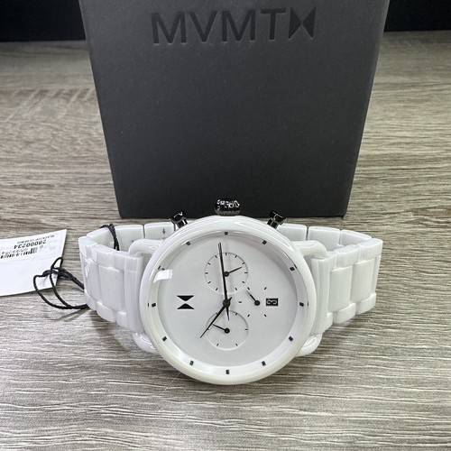 Pre-owned Mvmt New✅ White Ceramic✅ Blacktop Ii 47mm Chronograph Date Watch 28000234