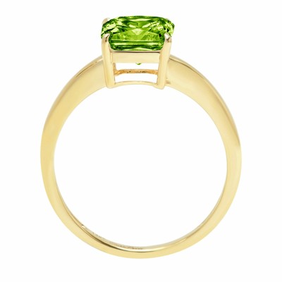 Pre-owned Pucci 1.5 Asscher Cut Designer Statement Natural Peridot Ring Real 14k Yellow Gold