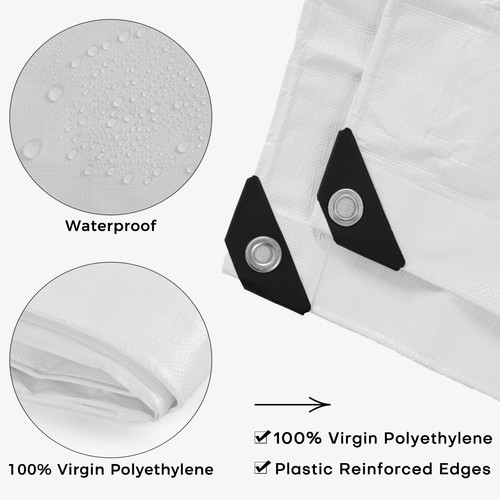  Extra Thick 14mil Waterproof Poly Tarp Rain Snow UV Resistant Canopy Tarpaulin 