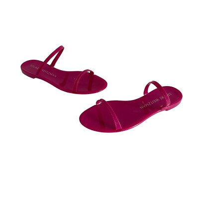 Stuart Weitzman Sawyer Dual-Band Flat Sandals Orchid Pink, Size 7 NWOB