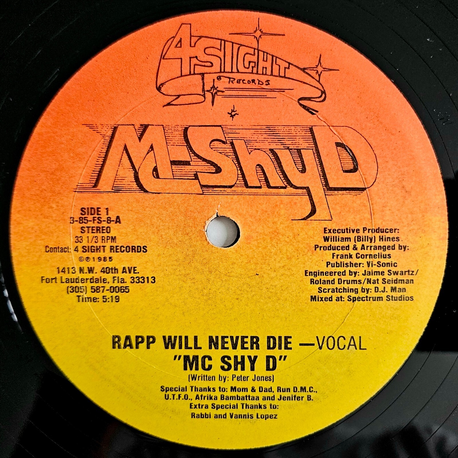 What’s :VC: RECORDINGS ?… 1985 - MC SHY D - RAPP WILL NEVER DIE - 4-SIGHT RECORDS