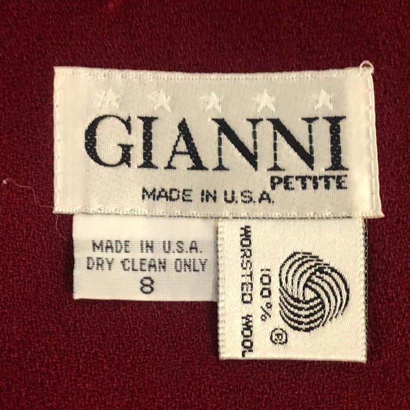 Gianni Vintage Red and Black Wool Dress Double Breasted Blazer Suit