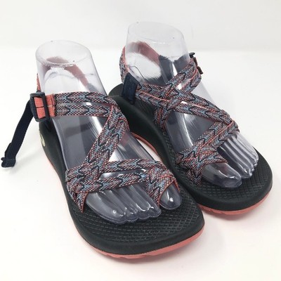 Chaco Cloud Z2 Womens 6 Blue Geometric Double Strap Toe Loop Hiking Sandals