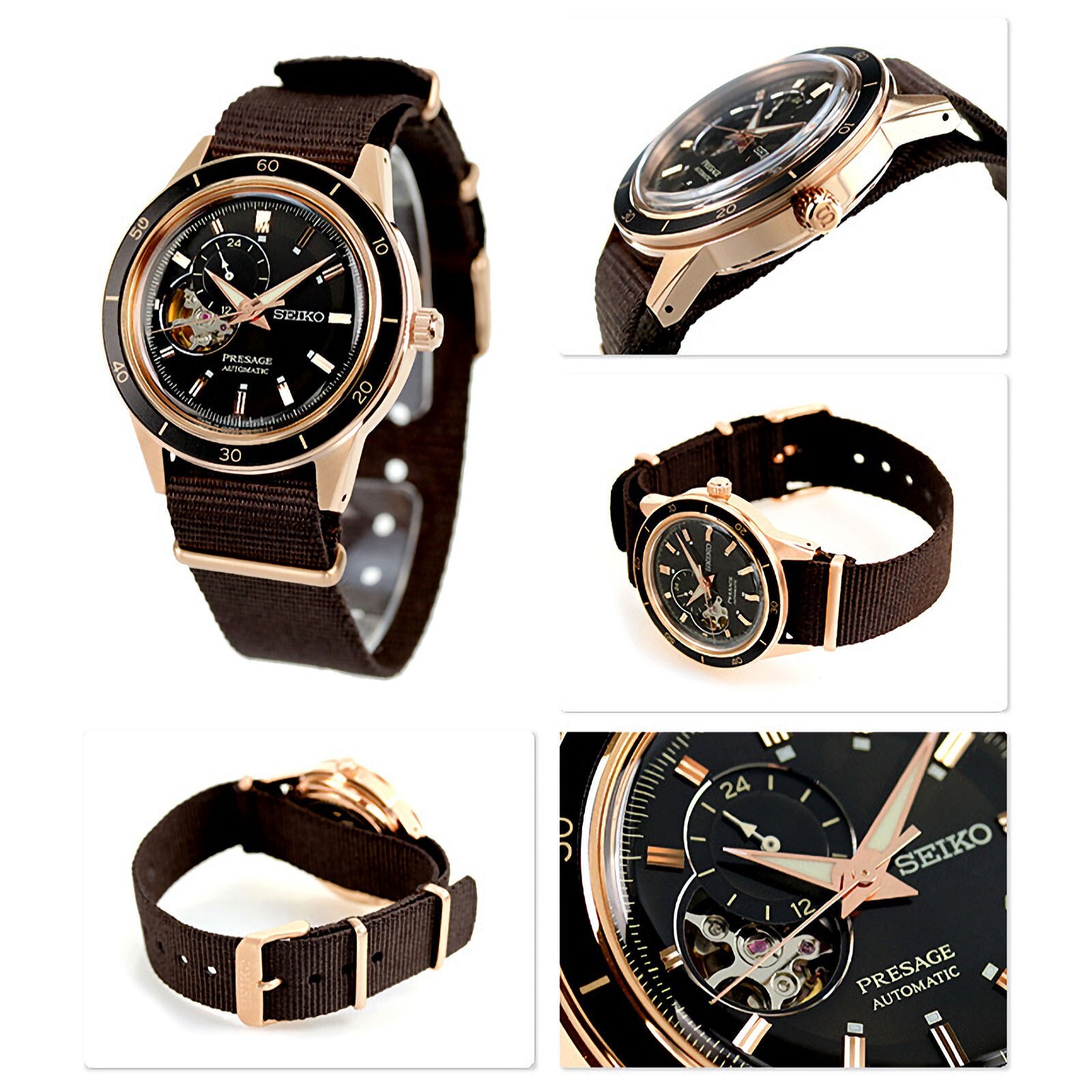 Pre-owned Seiko Presage Style 60's Ssa426j1 Automatic Open Heart Black Dial Watch Warranty