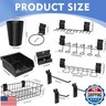 28 Pieces Slatwall Accessories Organizer Kit with Slatwall Hooks, Slatwall Bins, Slatwall Cups, Slatwall Basket, Slatwall Screwdriver Holders for Organizing Various Tools (28, Black)