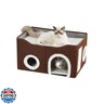 Crispedia Large Cat Bed for Indoor Cats, Extra Wide Cat Cave House with Scratch Pad and Fluffy Ball, Foldable Cat Hideaway for Kitten Bed, Cat Condo for Cats (Brown, X-Large)