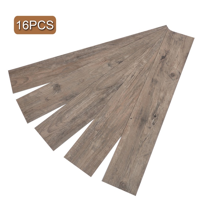 16pcs Vinyl Floor Planks Wood Tiles Home Furnishing Peel Stick