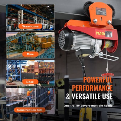 VEVOR Electric Hoist Manual Trolley 1100 lbs/0.5T 2.36"-4.72" I-Beam Adjustable