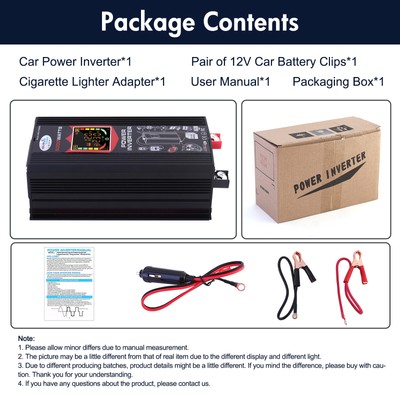 6000W Power Inverter DC 12V to AC 110V /120V Car Sine Wave Converter Dual USB