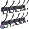 Dseap Coat Rack Wall Mounted - 5 Tri Hooks, Heavy Duty, Stainless Steel, Metal Coat Hook Rail for Coat Hat Towel Purse Robes Mudroom Bathroom Entryway (Black, 2 Packs)