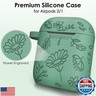 Filoto Airpods Case, Silicone Flower Engraved Protective Case Cover Apple Airpod 2/1 Skin Cover with Keychain for Women Girls, Cactus Green Flower