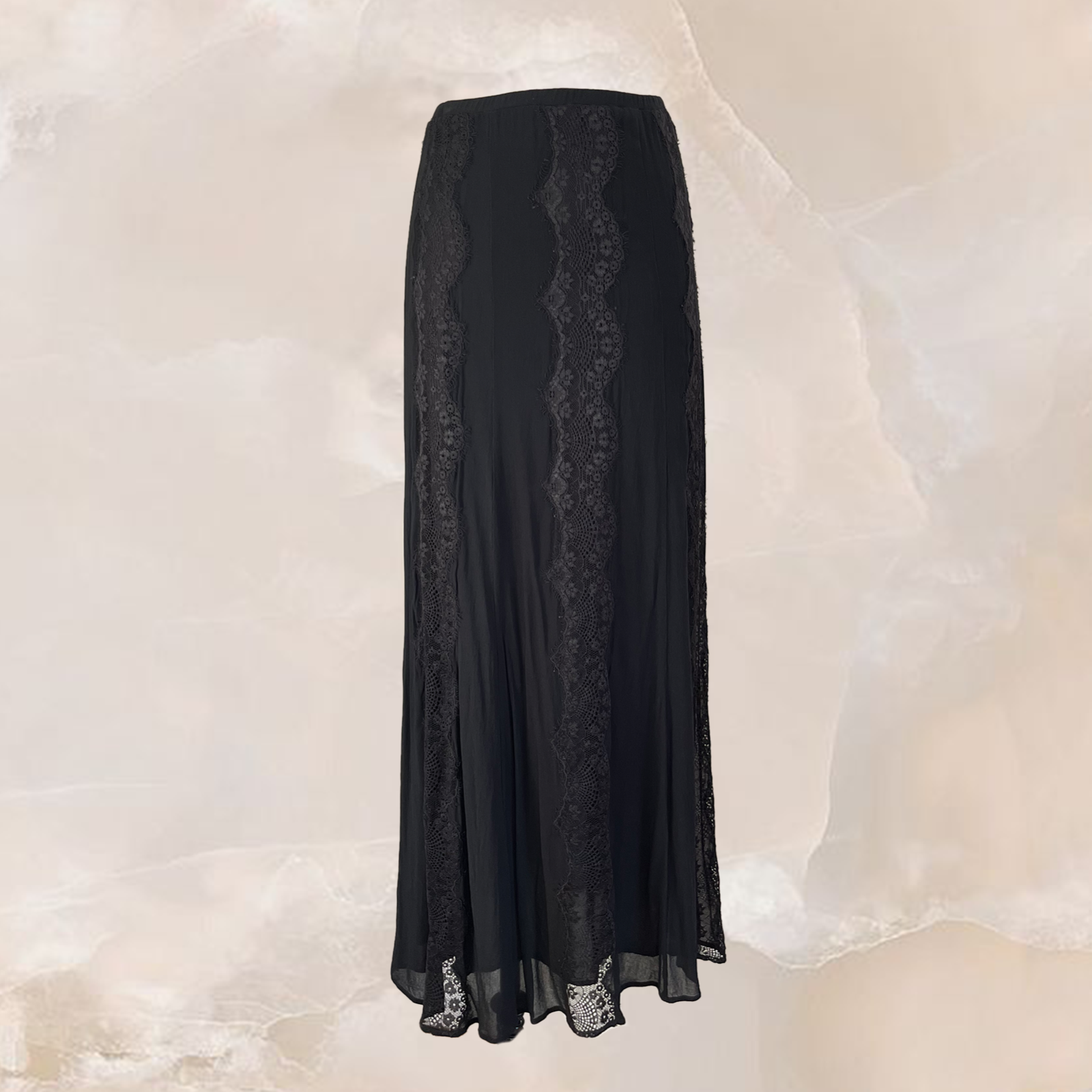CHAN LUU Black Maxi Skirt Lace Panel Size S Small | eBay