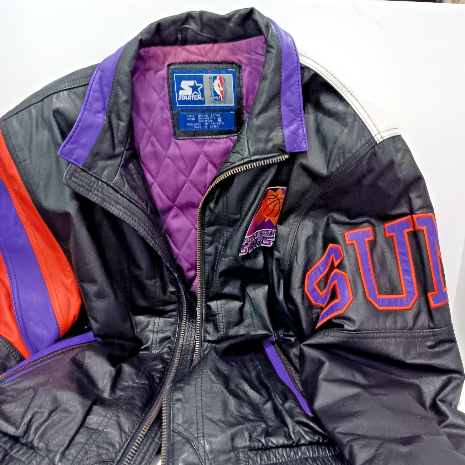 Phoenix Suns Team 90s Vintage Leather Starter jacket - Size XL | eBay