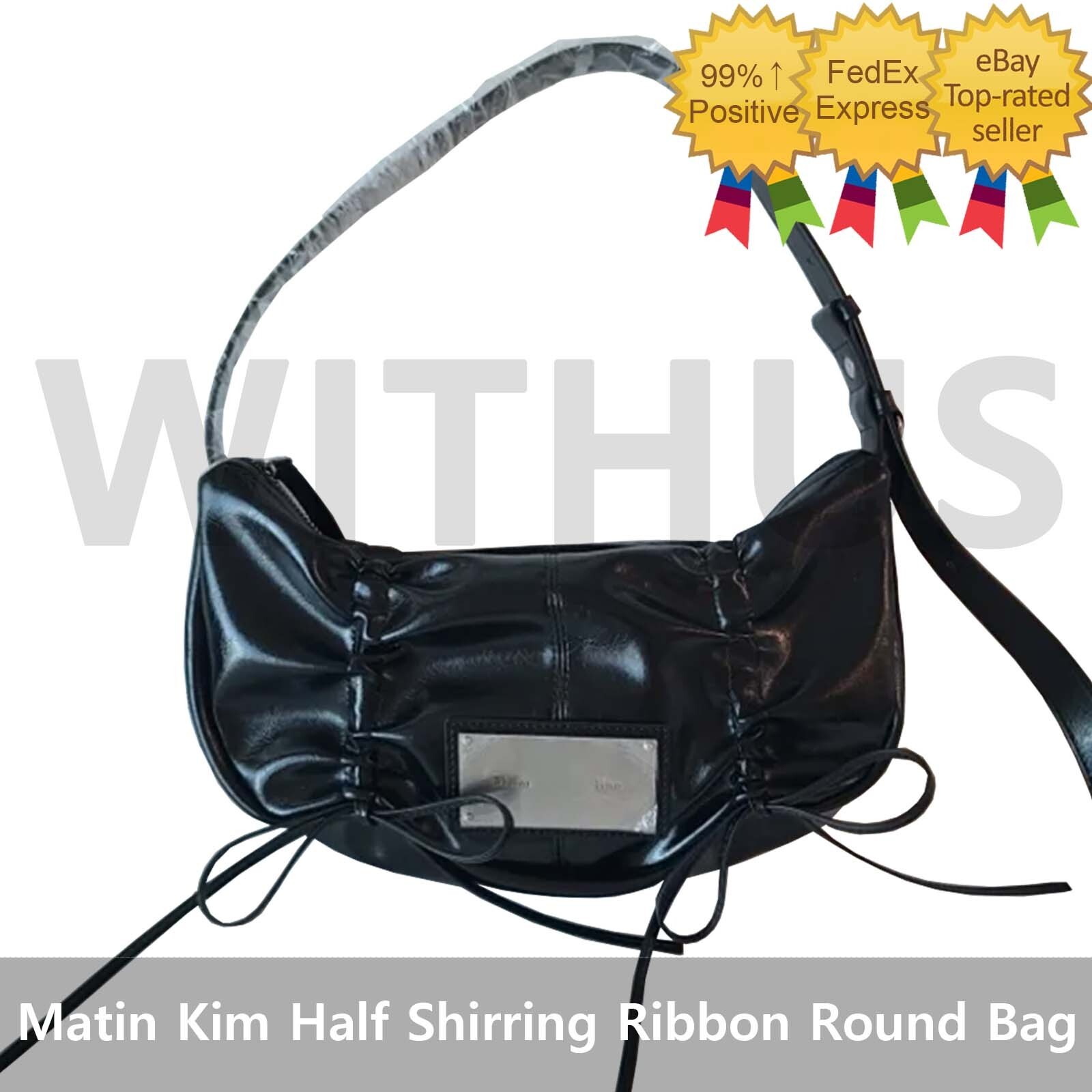 ショルダーバッグ・ポシェット Matin Kim HALF SHIRRING RIBBON ROUND BAG 5BNY029 Matin Kim Half Shirring Ribbon Round Bag Black Women's