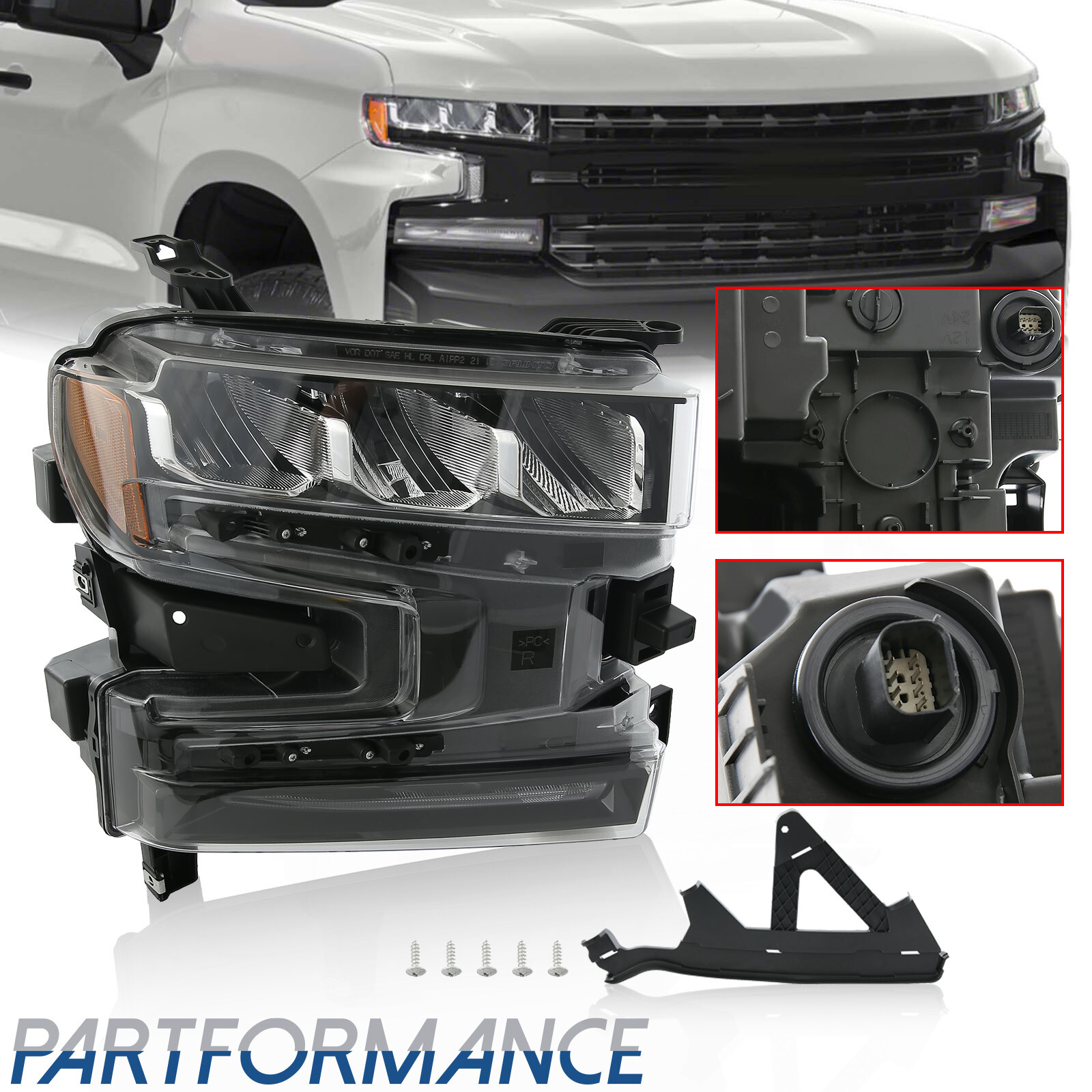 For 2019 2020 2021 Chevy Silverado 1500 Full LED Headlight w/Bulbs