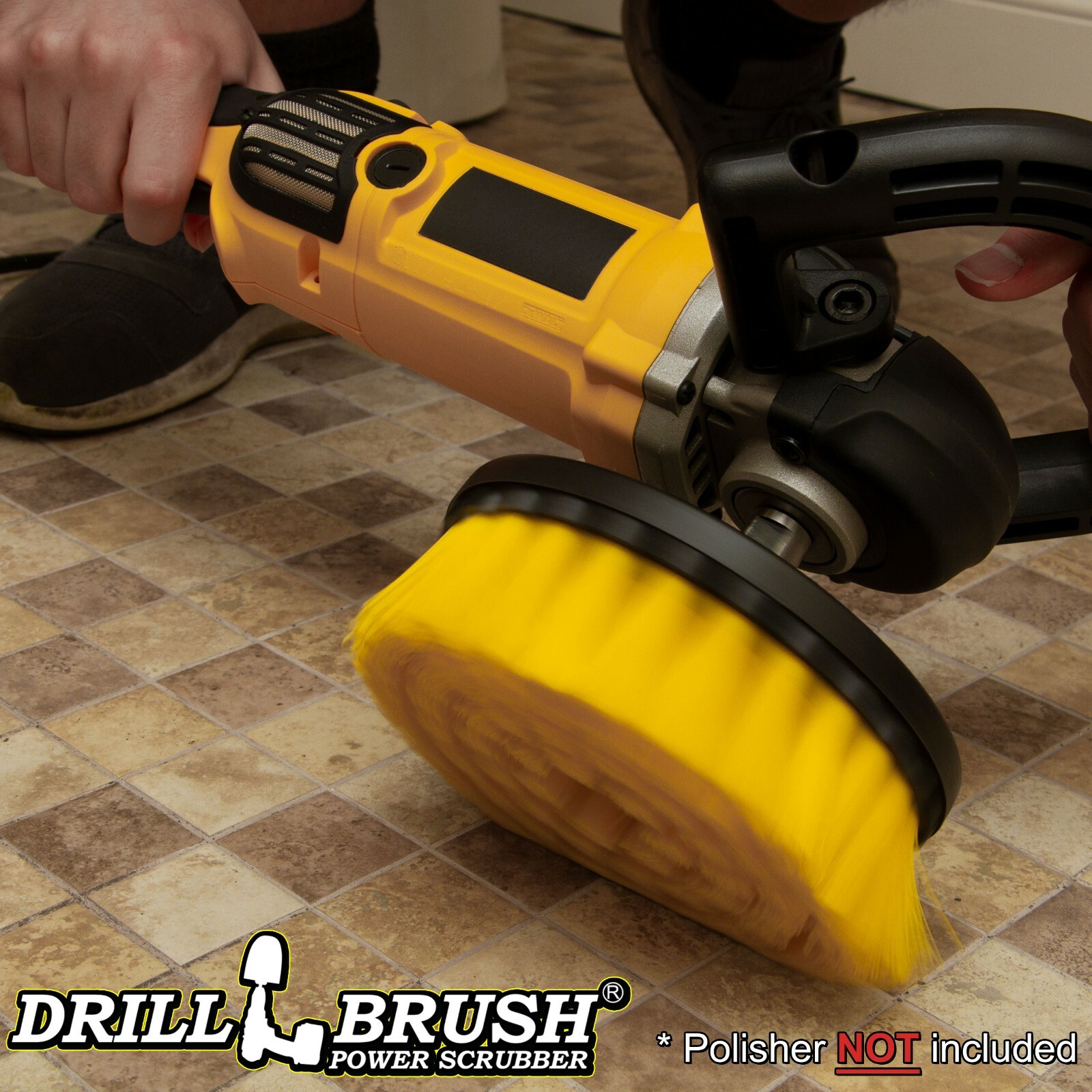 Professional  7-inch diameter Medium Yellow rotary scrub brush, floor scrubber