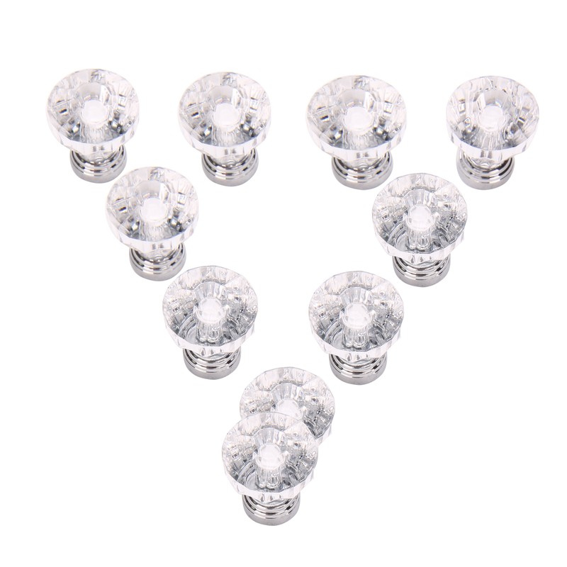 12Pcs Clear Crystal Diamond Glass Door Knobs Cupboard Drawer Handle