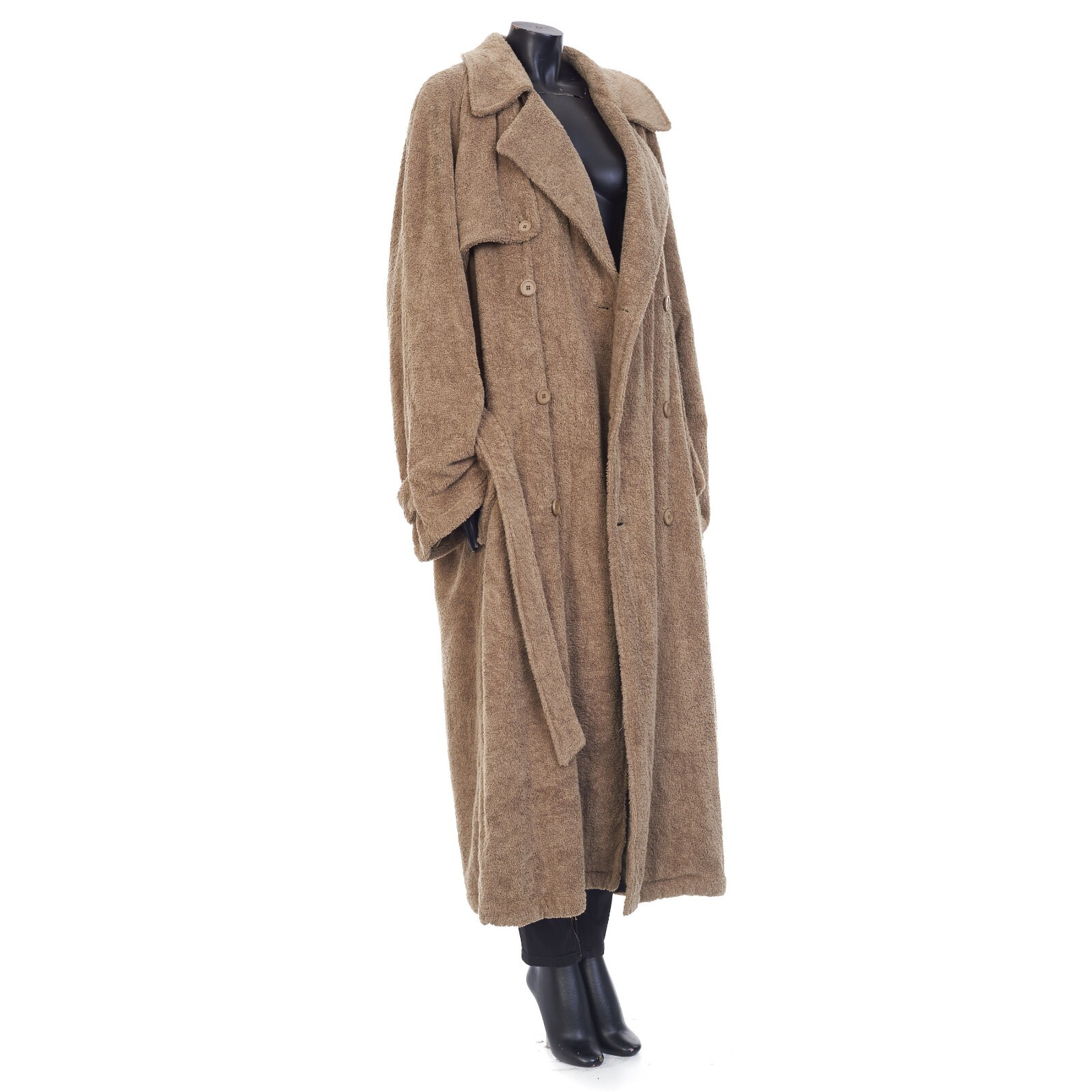 Pre-owned Balenciaga 2790$ Double-breasted Towel Trench Coat In Neutral Beige