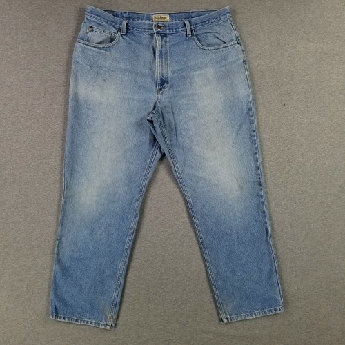 L.L. Bean 40x30 Natural Fit Blue Jeans Classic Denim Work Pants Faded