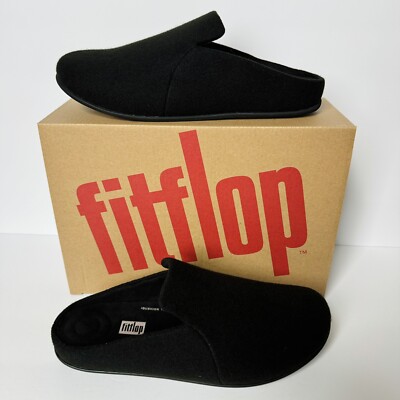 Fitflop Chrissie II Haus Felt Slippers Women s Size 9 Black Arch Support Shoes
