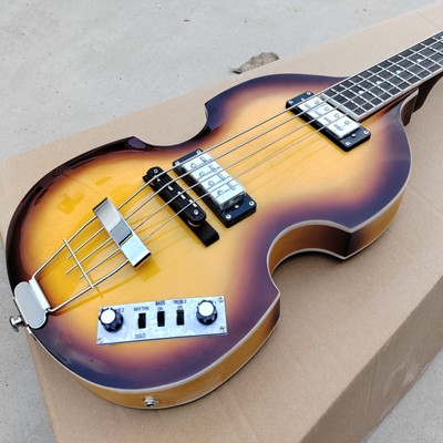Custom 4-String Hollow BBT 4-String Electric Bass Maple Flame Top