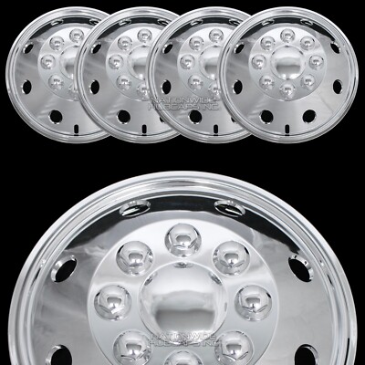 4 CHROME E150 E250 Econoline Van 16'' Full Wheel Covers Hub Caps Rim Simulators
