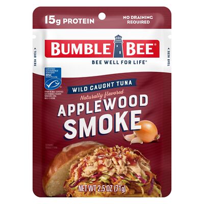 Bumble Bee Applewood Smoke Seasoned Tuna, 2.5 oz Pouch - Ready to Eat - Wild ...