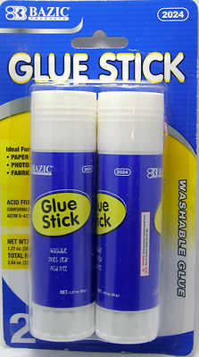 Bazic Jumbo Glue Stick 3 packs of 2 ( 6 jumbo glue sticks)