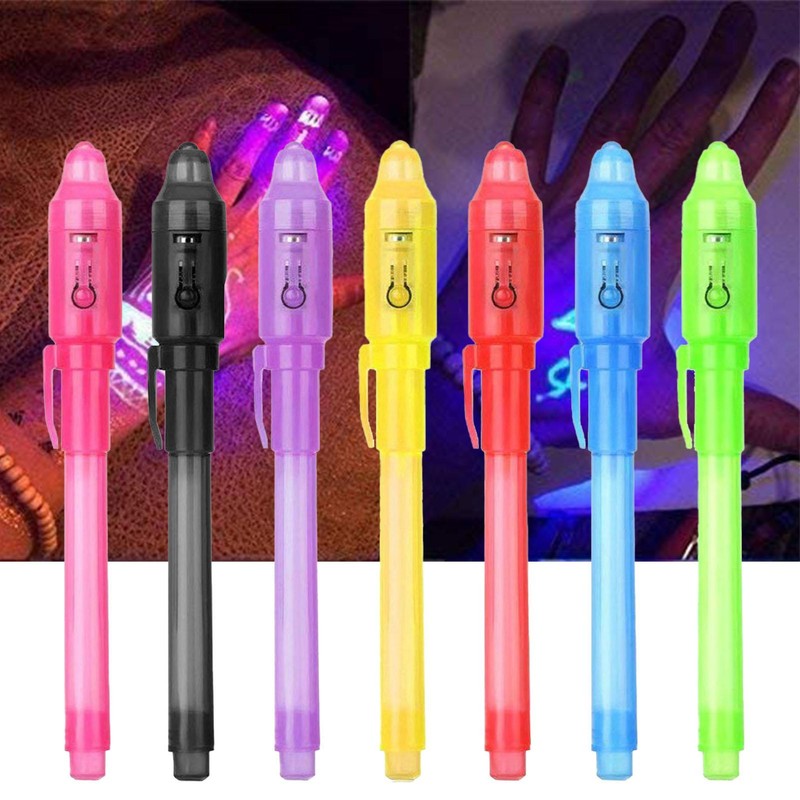 New 7pcs Invisible Ink Spy Pen Built in UV Light Magic Marker Secret Message