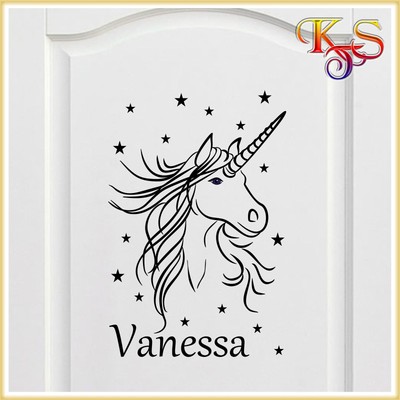 ♥♥ Aufkleber Sticker Möbel Tür Wandtattoo Auto  Name Einhorn  Unicorn  ♥♥