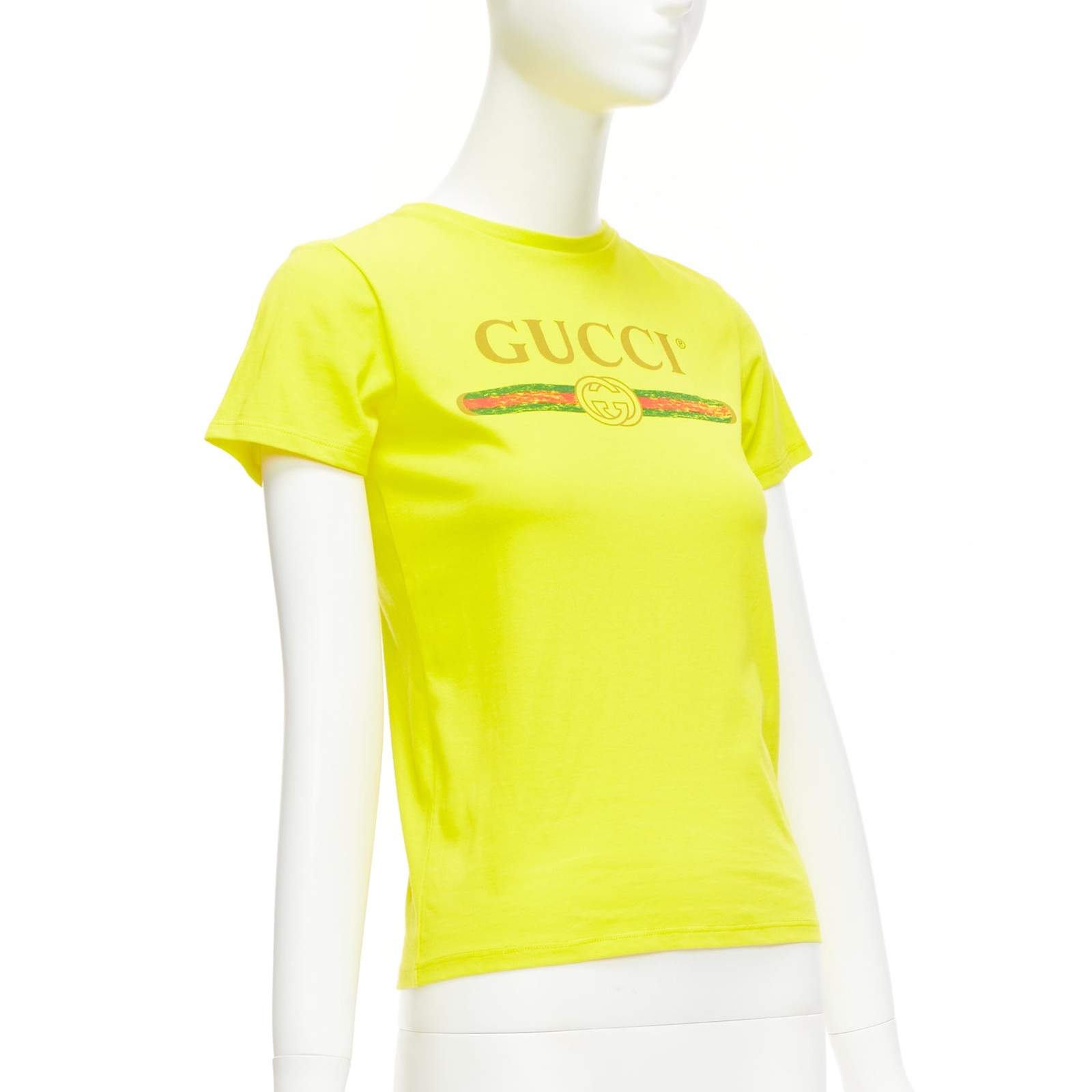 美品　Gucci グッチ　キッズ　シャツ　10Y GUCCI KIDS bright yellow vintage logo crew neck tshirt 10Y