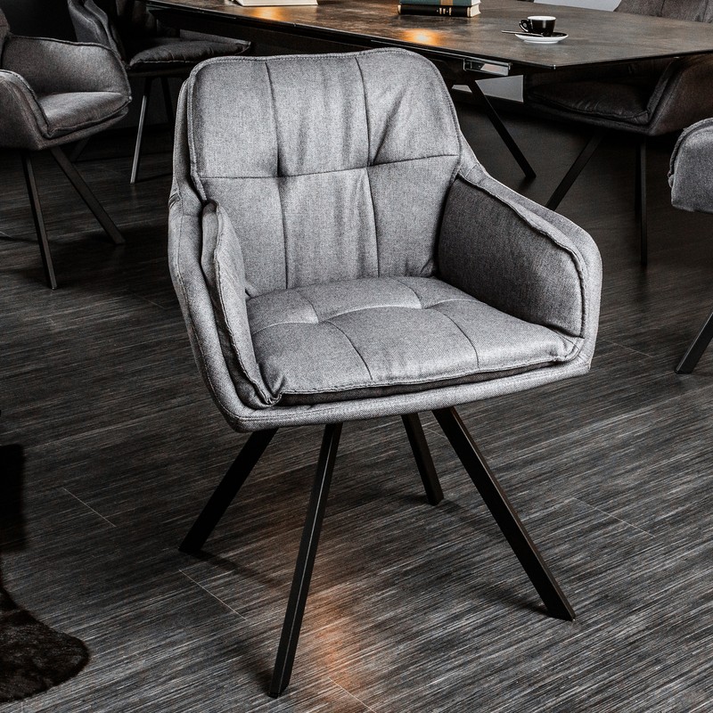 Drehbarer Stuhl Mr. Lounger Grau Armlehne Esszimmerstuhl Polsterstuhl Armlehne