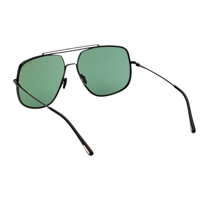 TOM FORD TOM FORD SUNGLASSES MEN SHINY BLACK METAL GREEN LENS PILOT FT0927 01N 61MM LIAM