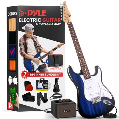 Pyle Electric Guitar - 6-String Electric Guitar with Accessory Kit (Blue faded)