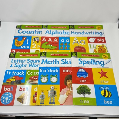 Scholastic Early Learners Wipe Clean Kindergarten Spelling Math Counting ABC 123
