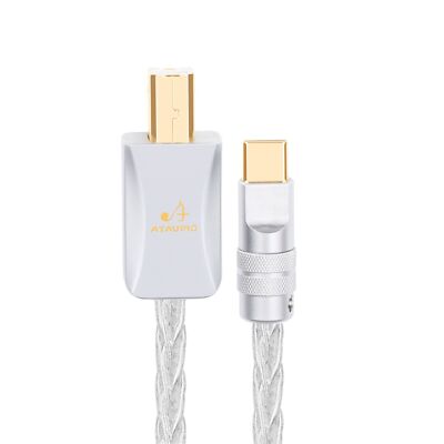Pure Silver High Performance USB A - USB B - Type C Otg USB Hifi Audio Cable