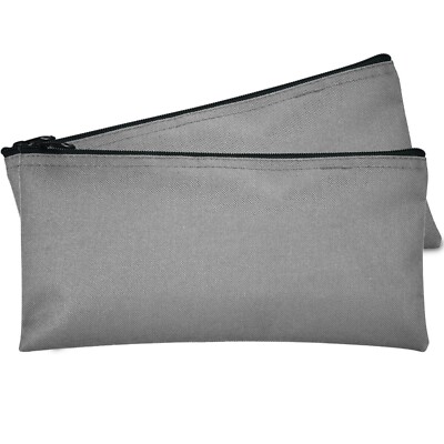 Deposit Bag Bank Pouch Zippered Safe Money Bag Organizer in GRAY 2 PACK
