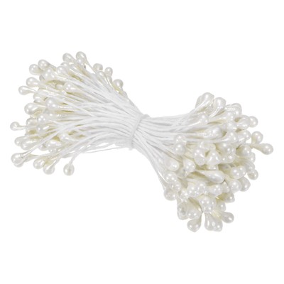 150-Pack 3mm Mini Double Heads Artificial Flower Stamen Pistil [Cream White]
