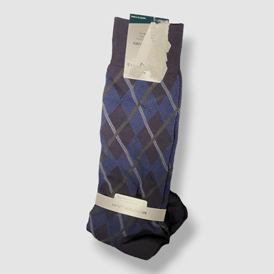 $10 Perry Ellis Men's Blue Printed Dress Socks Size 7